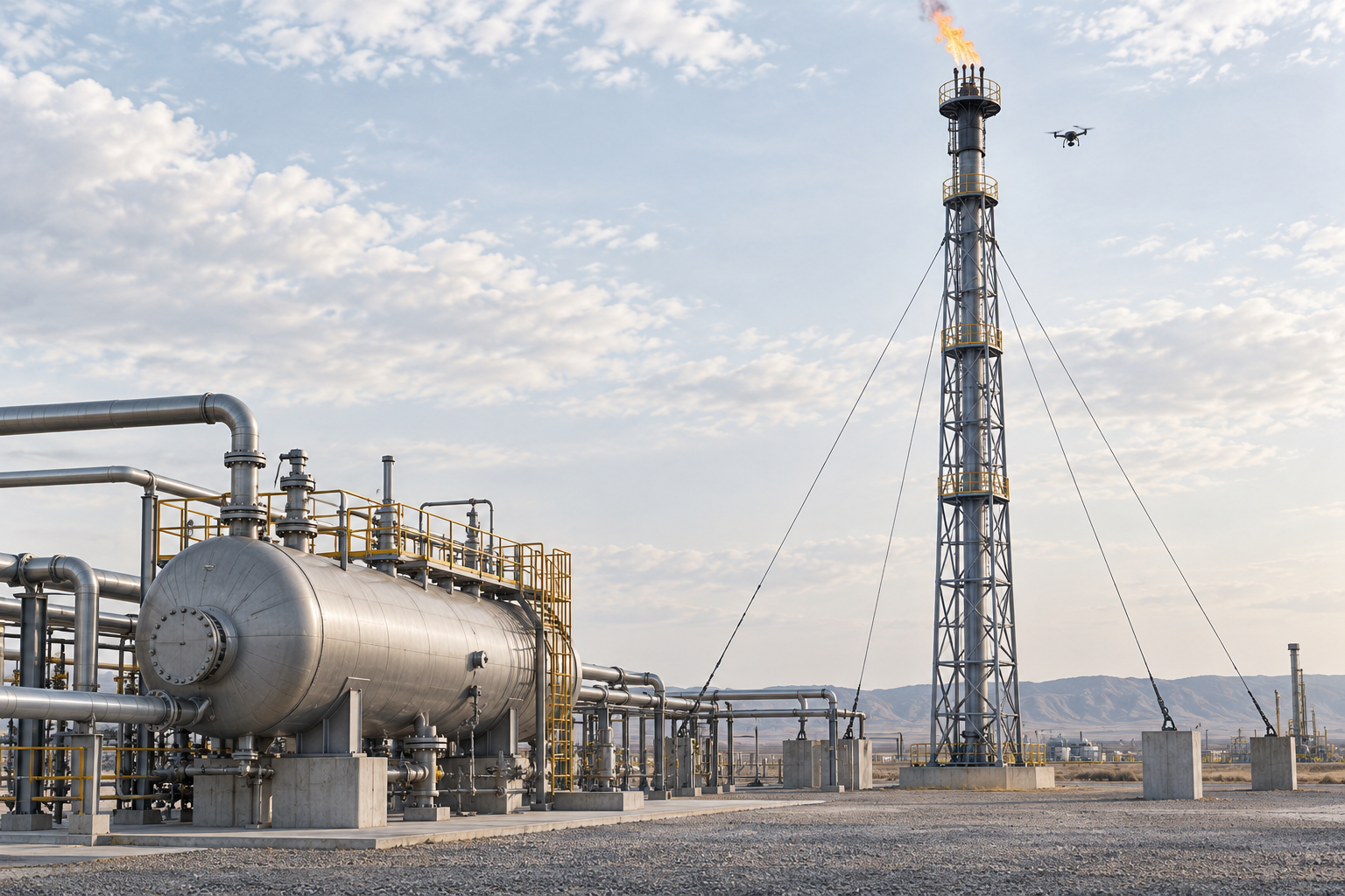 Flare stacks industrial inspection illustration