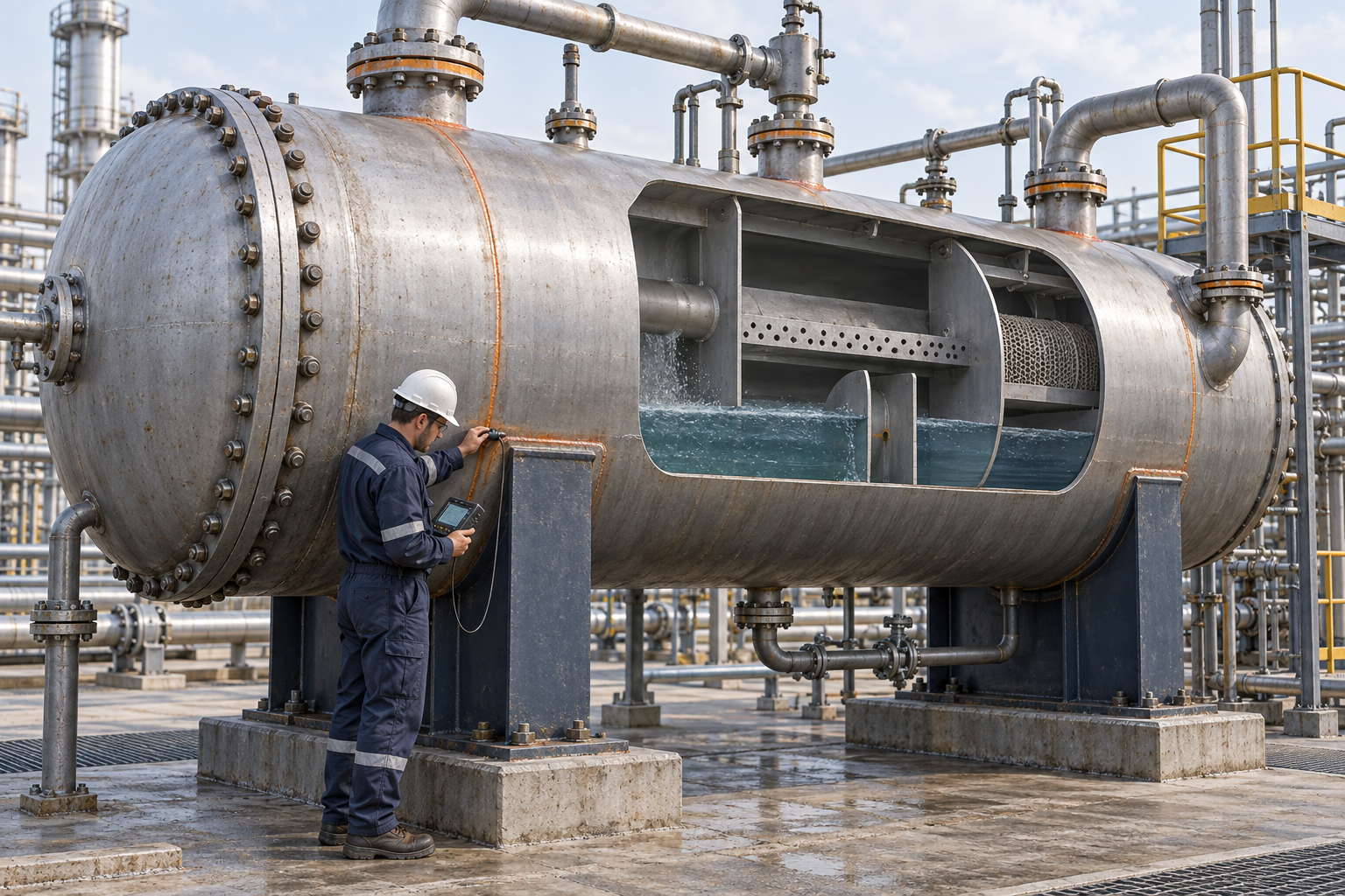 Pressure vessels industrial inspection illustration