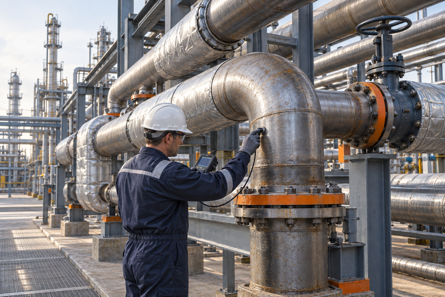 Process piping industrial inspection illustration